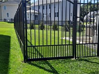 <b>6' high Alumi-Guard Standard Black Commercial Grade Ascot Puppy Picket Aluminum Fence with Arched Single Walk Gate with Armor Latch</b>